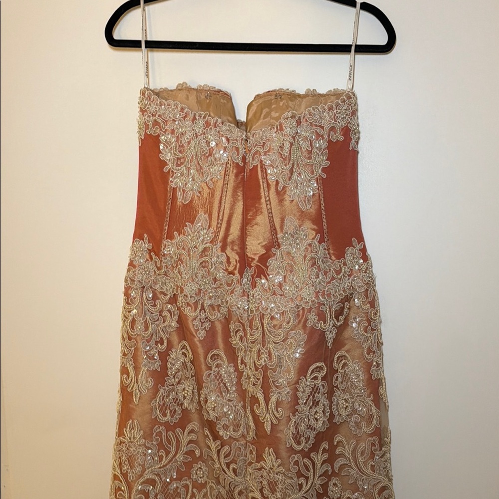 Vintage Jovani strapless lace pearl sequin sheath embellished gown dress - Picture 6 of 8